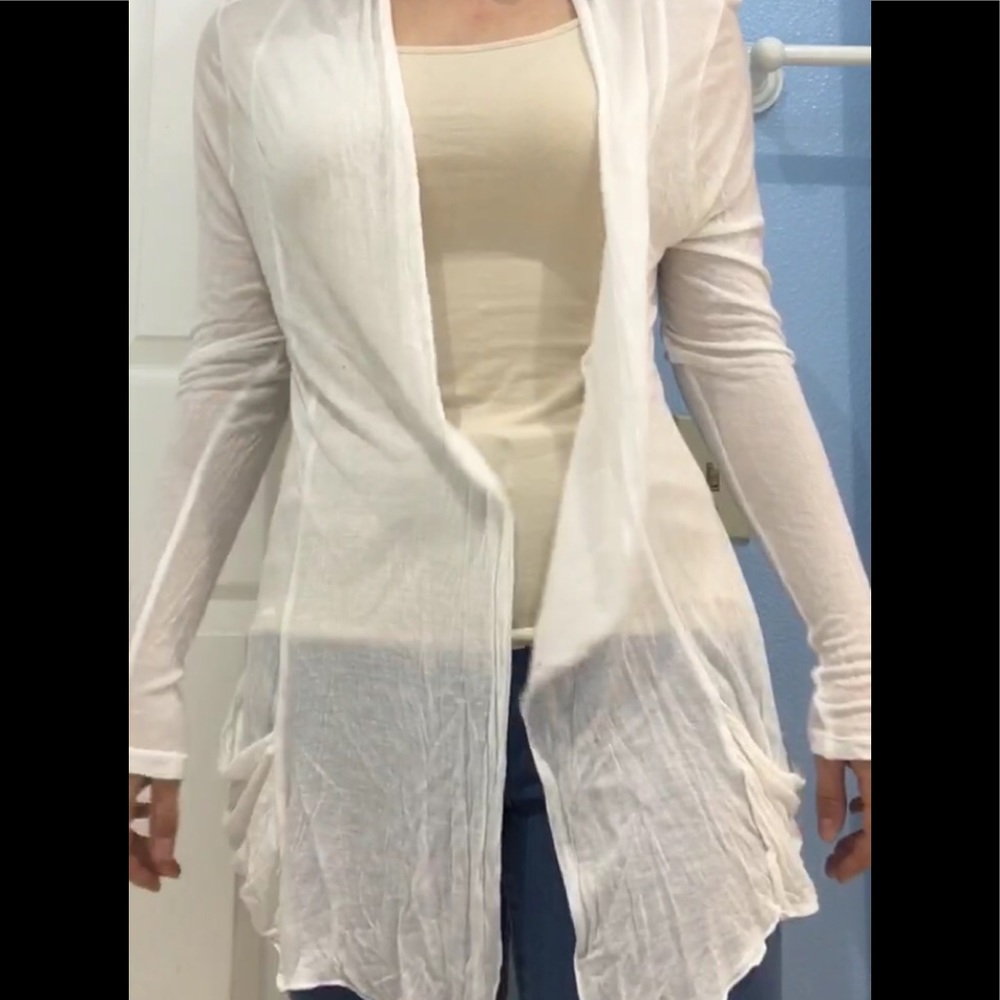 a white cardigan